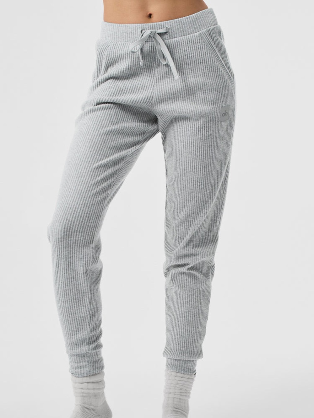 Alo Yoga Muse Sweatpants Athletic Heather Grey Ribbed Joggers XS